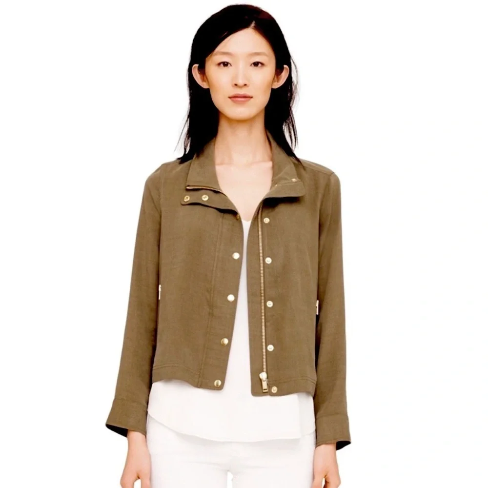 Club Monaco Darby Tencel Utility Shirt Jacket Size XS Olive Green - Picture 1 of 14
